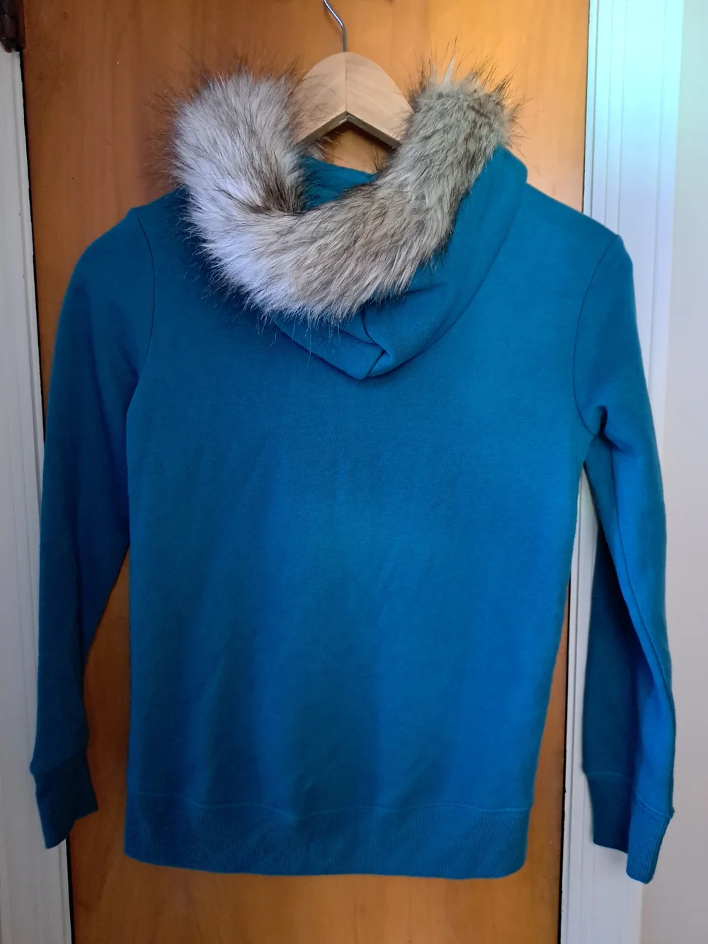 Justice Girls' Teal Hooded Jacket with Faux Fur Trim